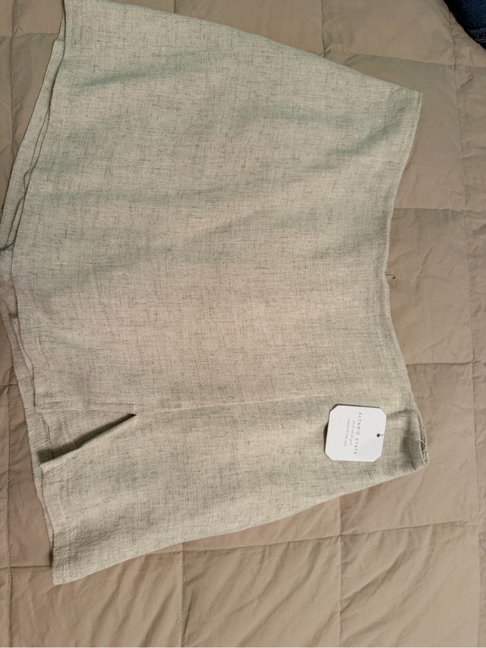 Altar’D State Beige Linen Mini Skirt
